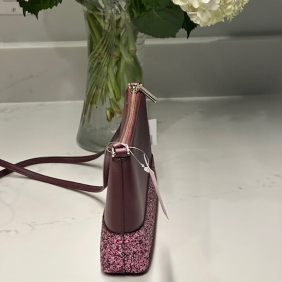 Kate Spade Greta Court Ramey Cherrywood Glitter Shoulder/Crossbody Bag NWT! - Picture 4 of 8